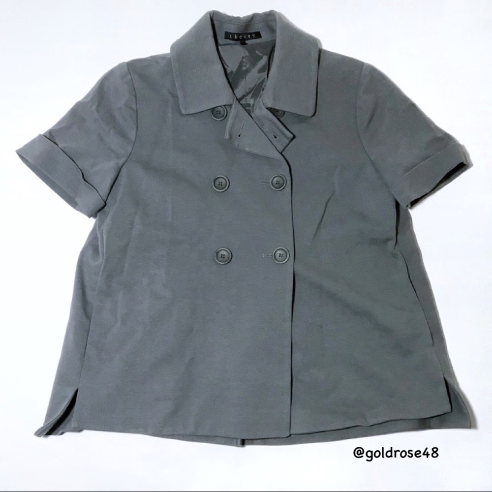 Theory oversized gray swing blazer